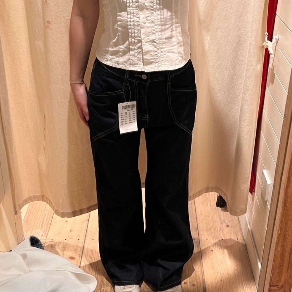 Brandy Melville dark wash indigo baggy jeans